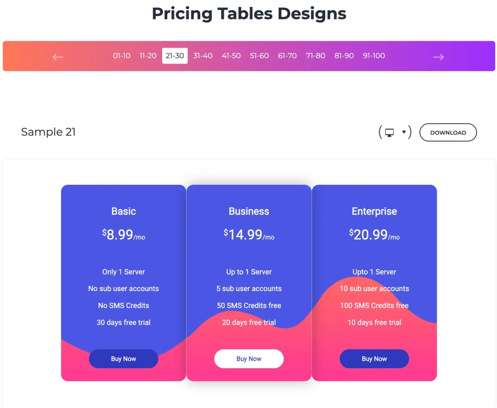 Pricing Table Templates