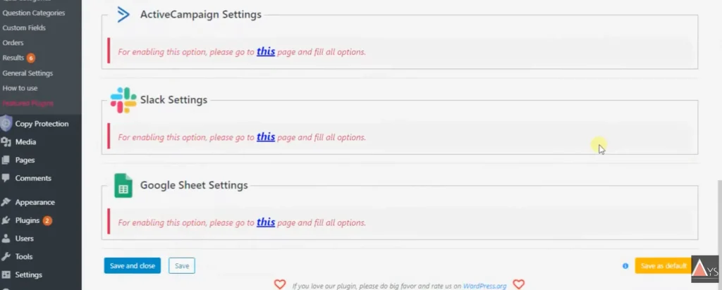 Quiz maker integrations