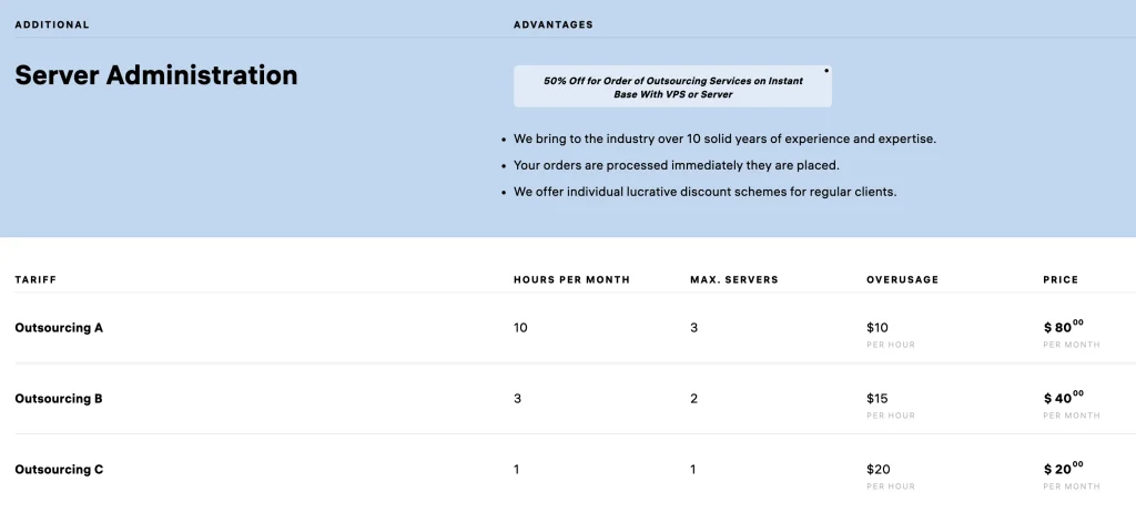 Server Administration Price