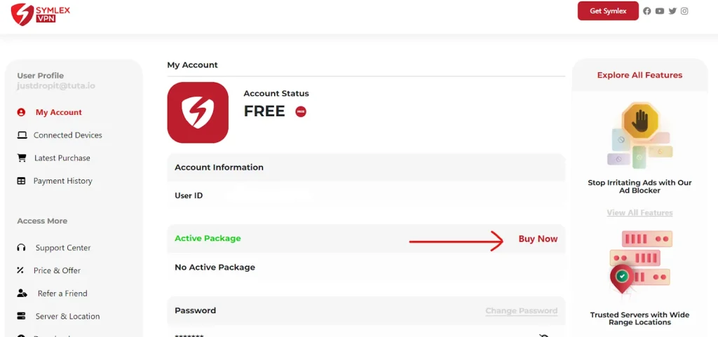 Step 4 - Process for purchasing Symlex VPN