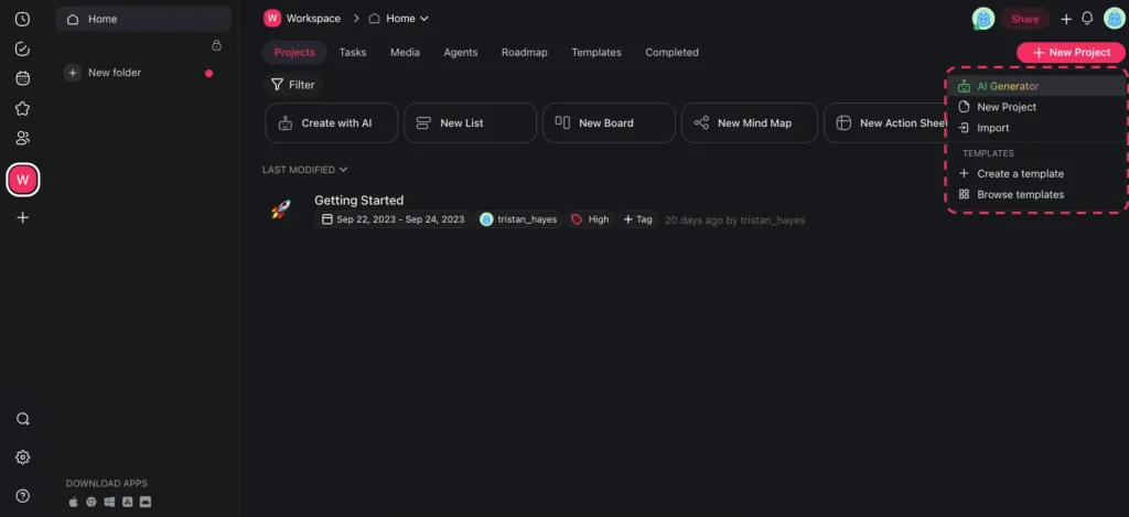 Taskade User Interface