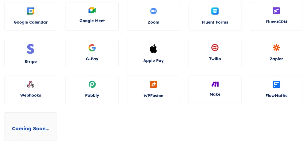 fluentbooking integrations
