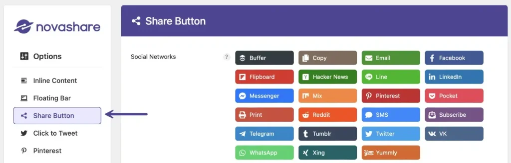 share button novashare