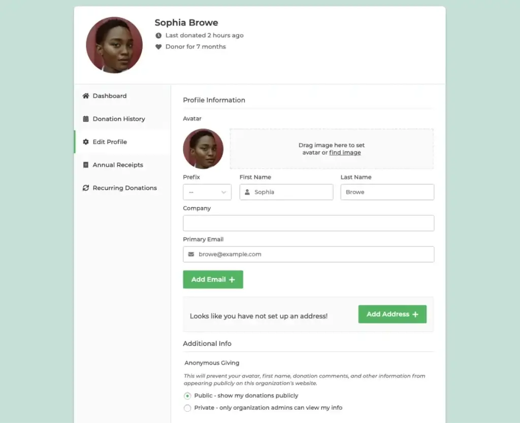 Donor Dashboard 
