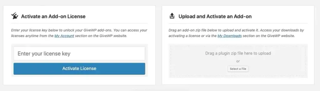 activate add-on License GiveWP