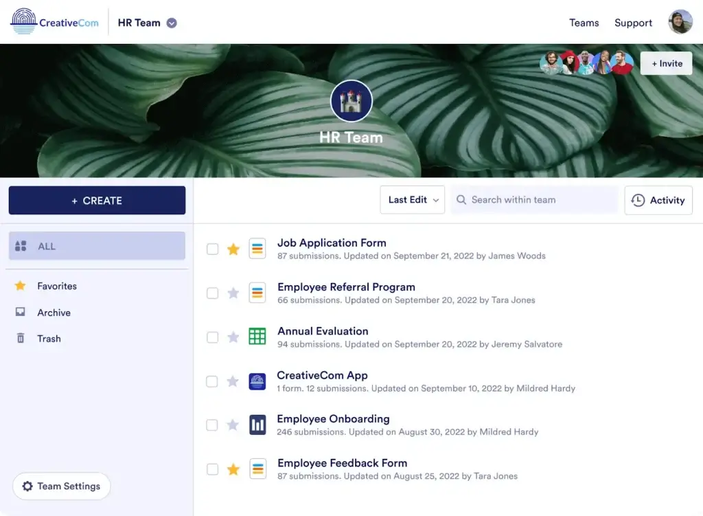 Jotform Shared Workspaces 