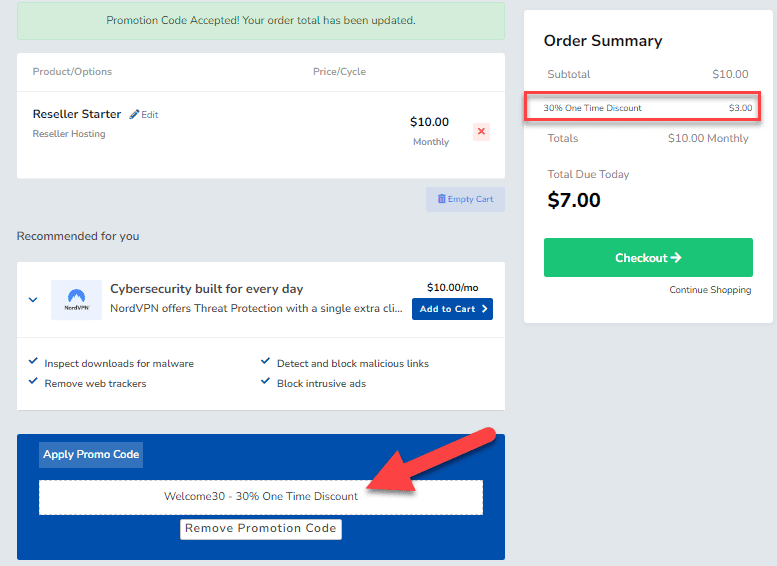 GoSSDHosting Coupon Applied
