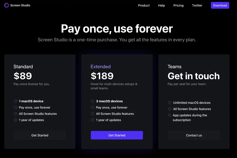 Screen Studio Pricing