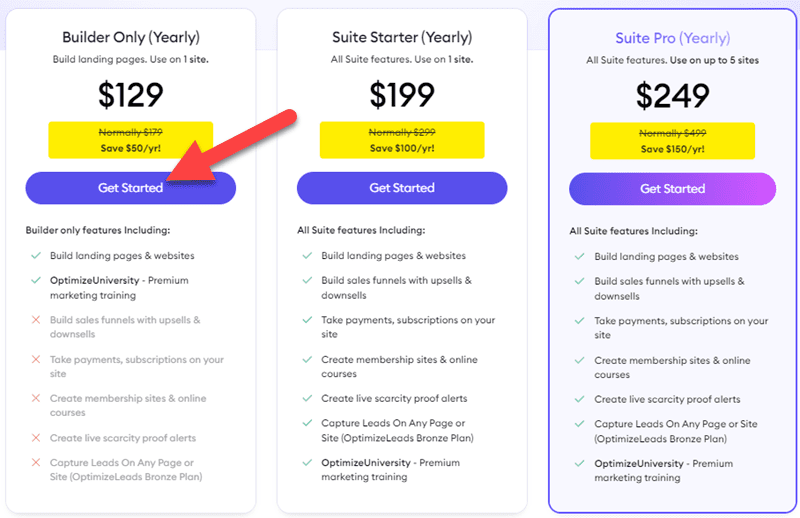 OptimizePress Pricing