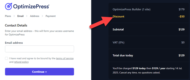 OptimizePress Signup