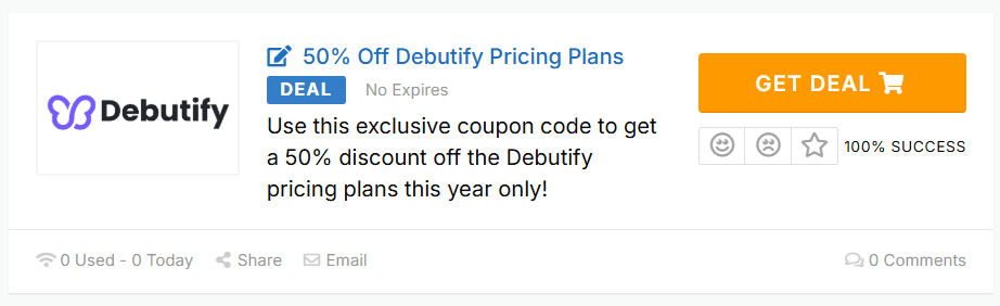 Debutify Coupons