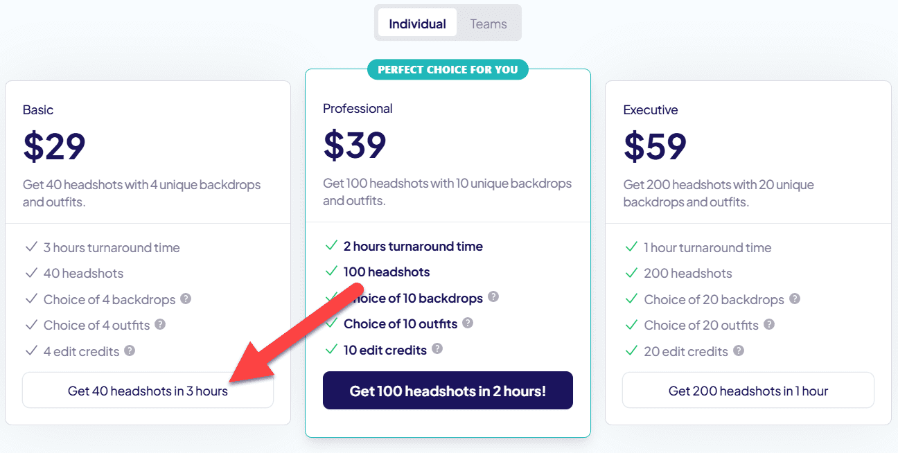 Headshot Pro Pricing