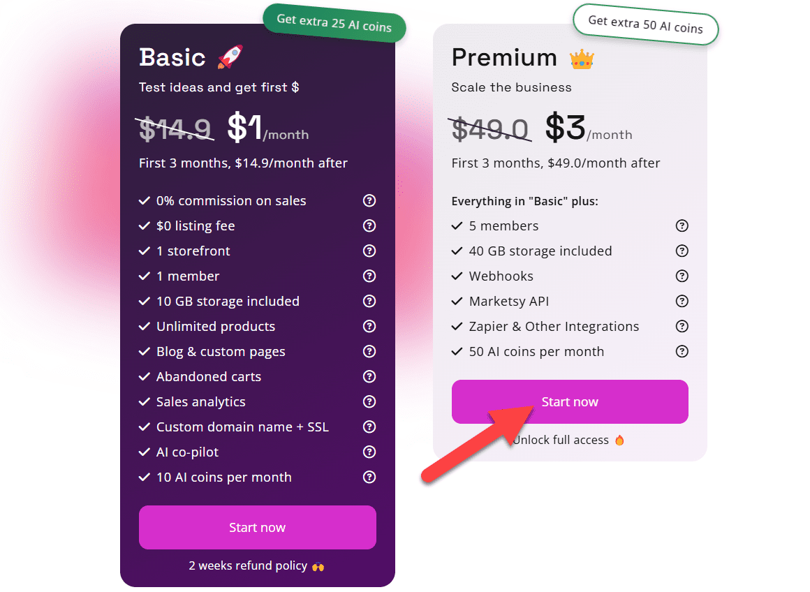 Marketsy.ai Pricing