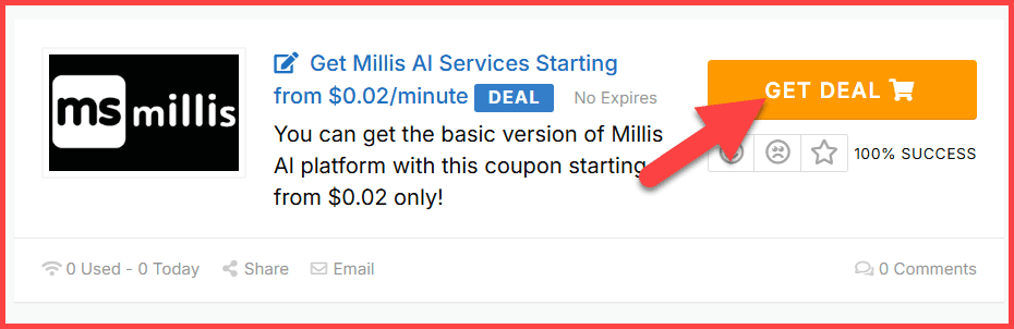 Millis AI Coupons