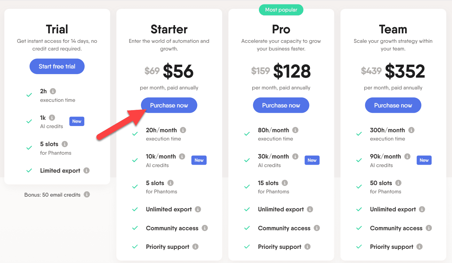 PhantomBuster Pricing