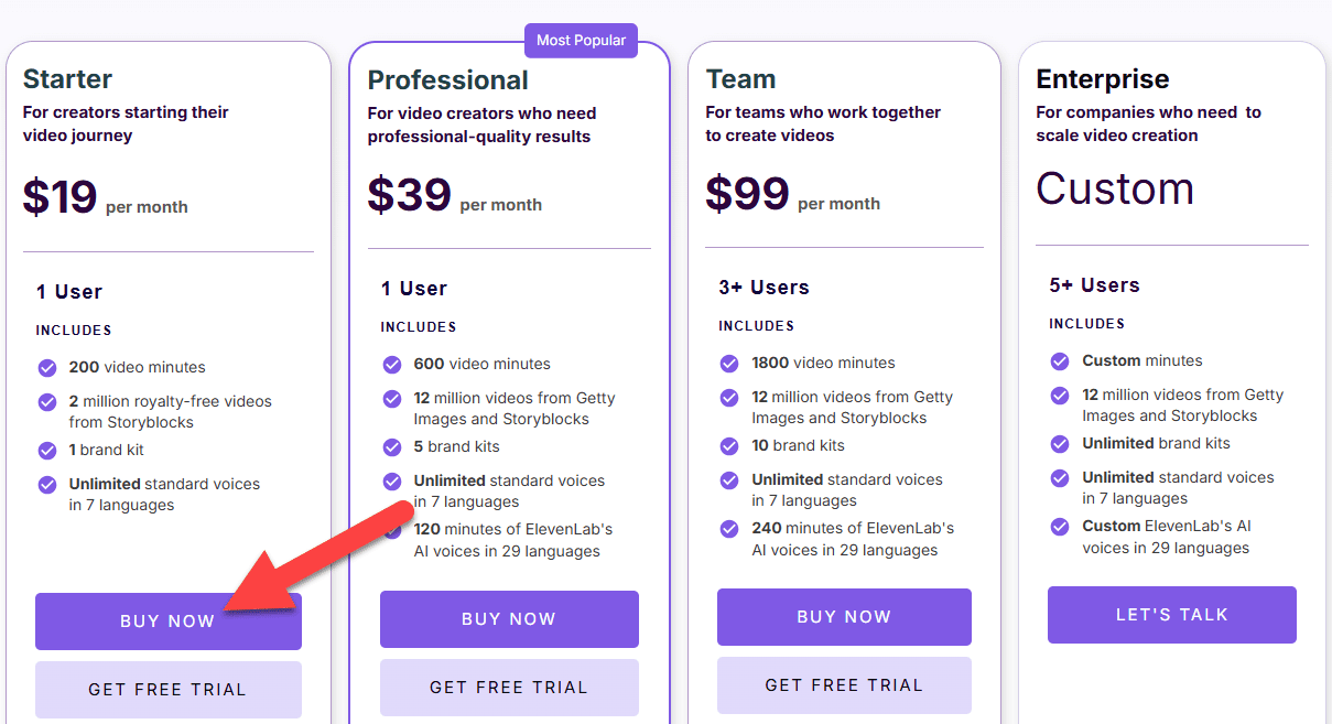 Pictory Pricing