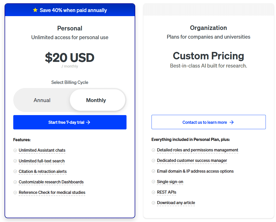 Scite AI Pricing