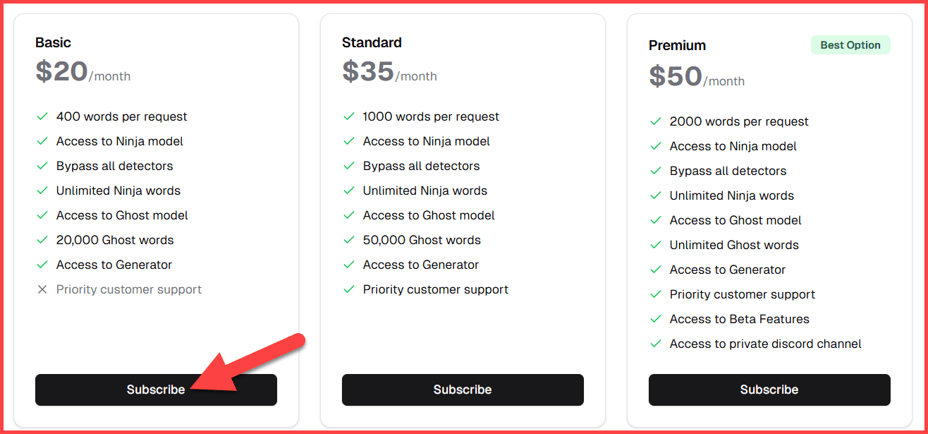 StealthWriter Pricing